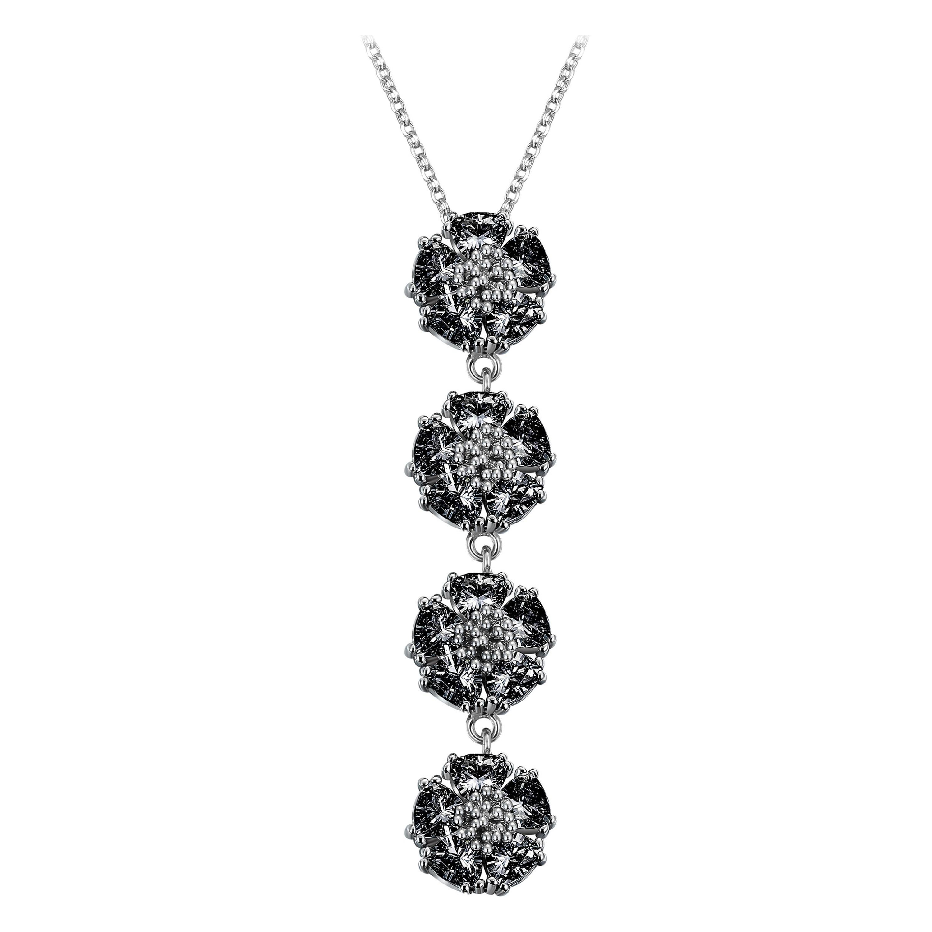 Black Sapphire Quadruple Vertical Blossom Gentile Necklace For Sale