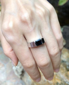 Black Sapphire Ring Set in 18 Karat White Gold Settings