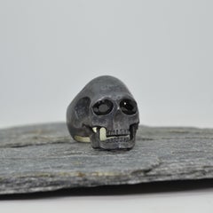 Black Sapphire Skull Ring