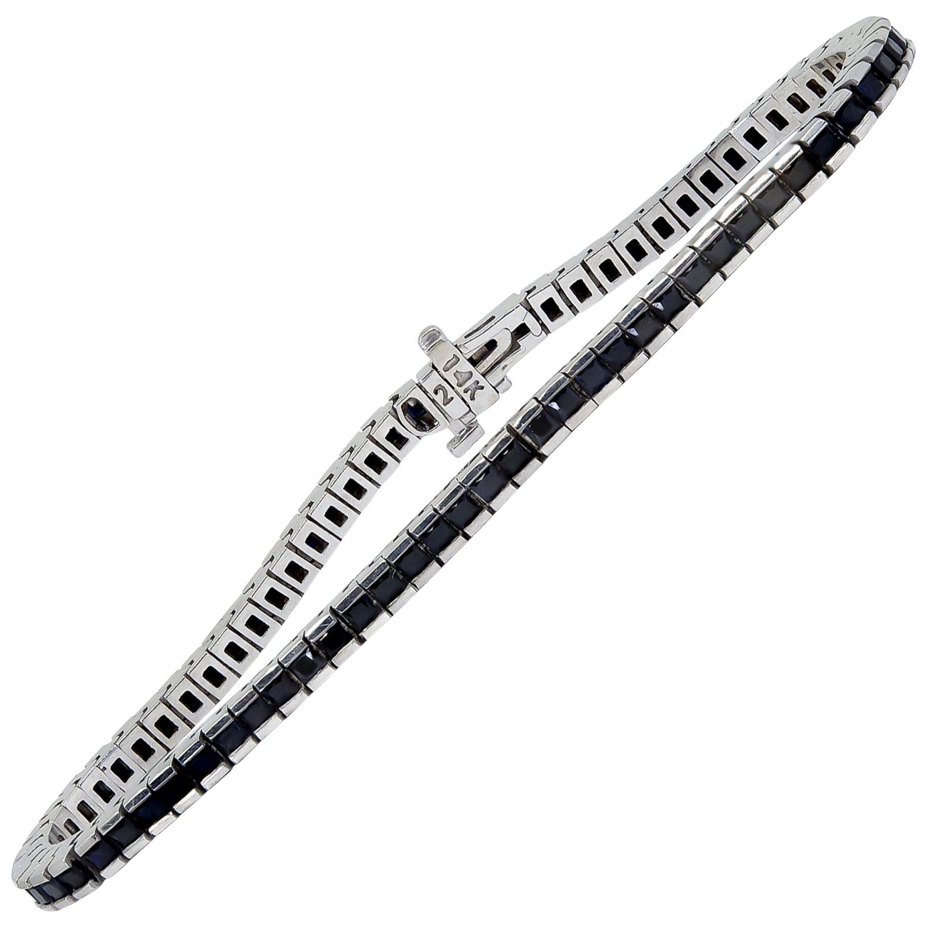 Black Sapphire Tennis Bracelet For Sale