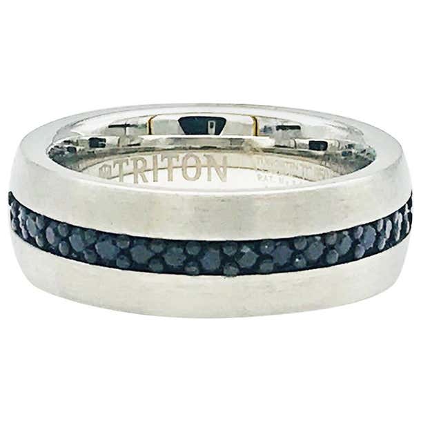 Black Sapphire Tungsten Carbide 8mm Band Triton TC.850/925 For Sale at ...