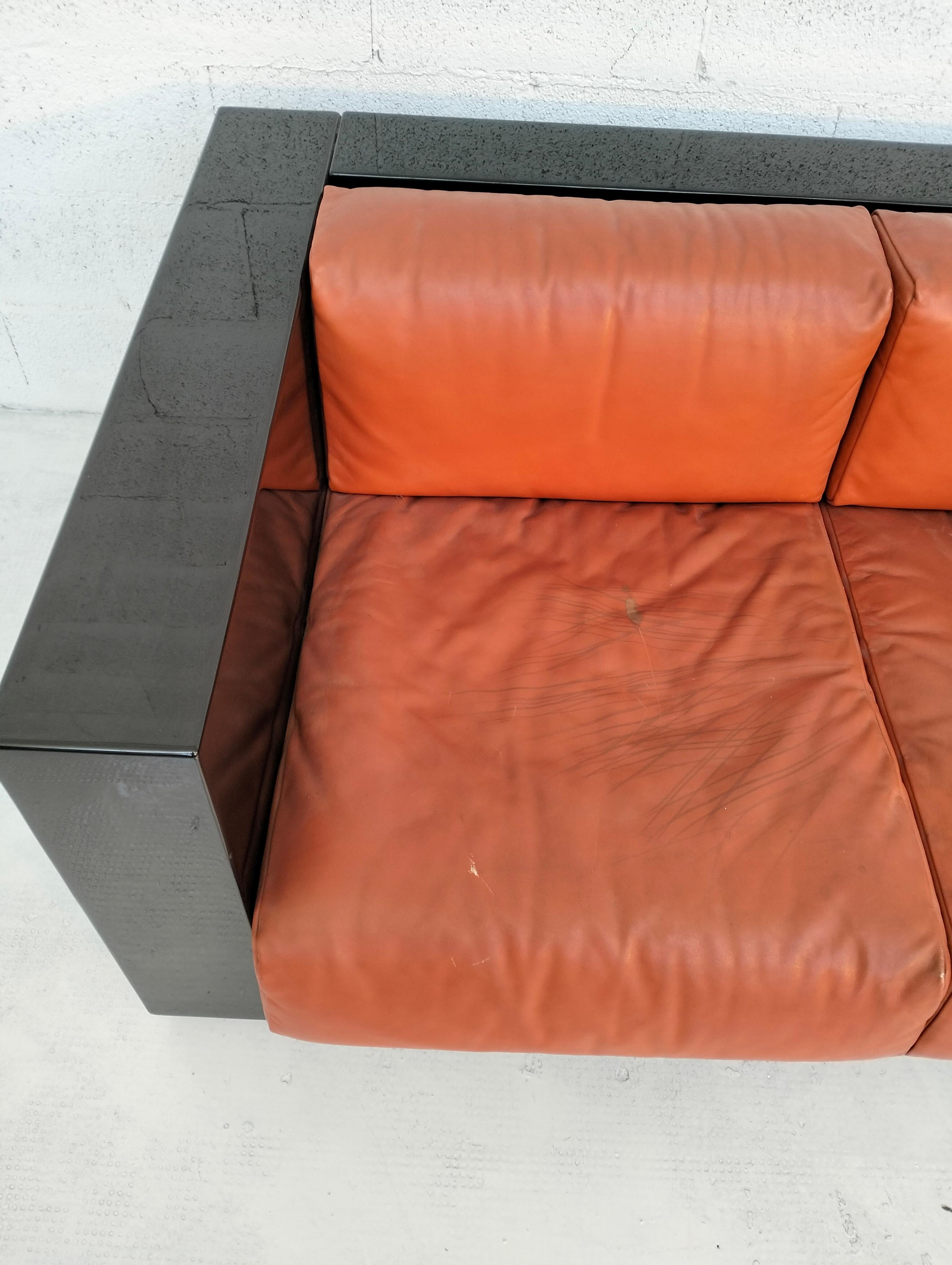 Italian Black “Saratoga” sofa by Massimo and Lella Vignelli for Poltronova 60s, 70s For Sale