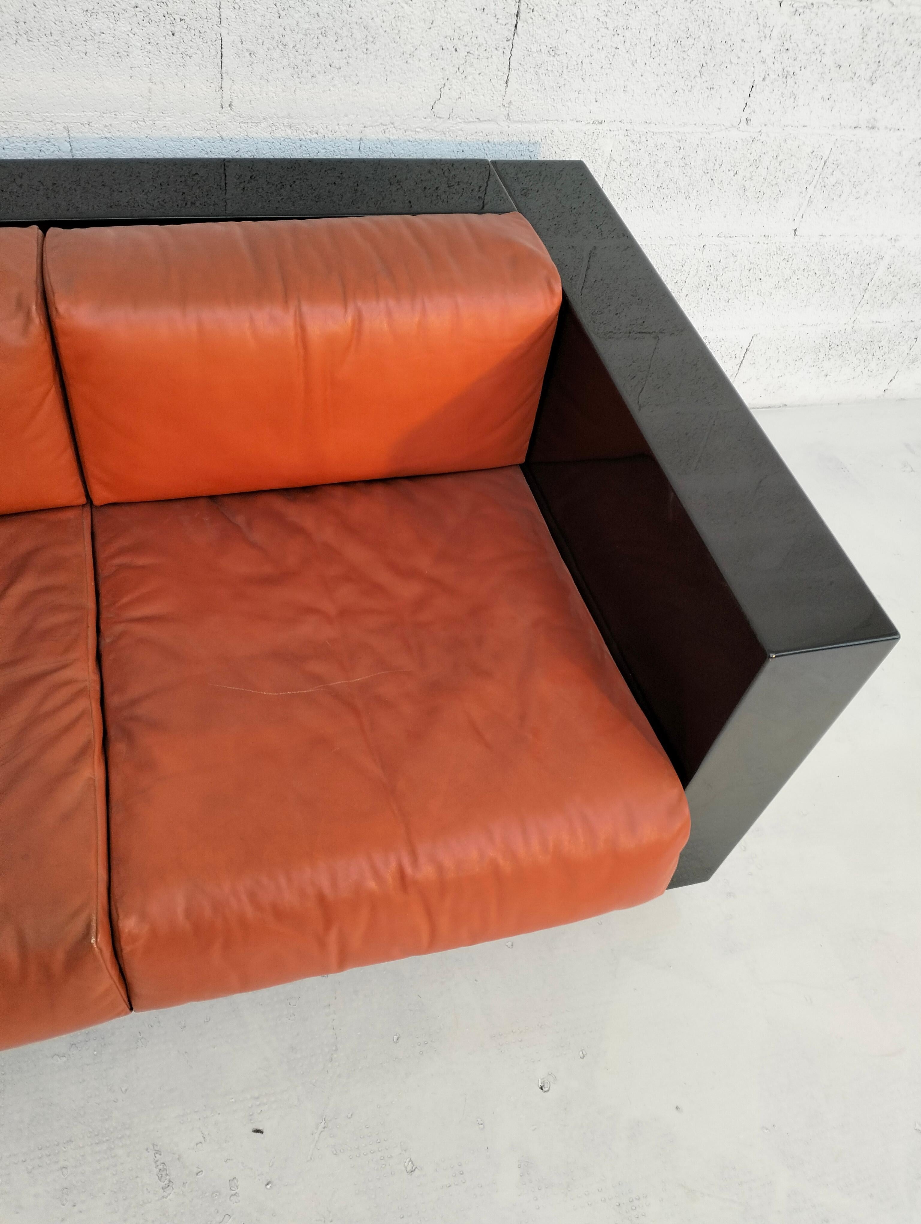 Black “Saratoga” sofa by Massimo and Lella Vignelli for Poltronova 60s, 70s In Good Condition For Sale In Padova, IT