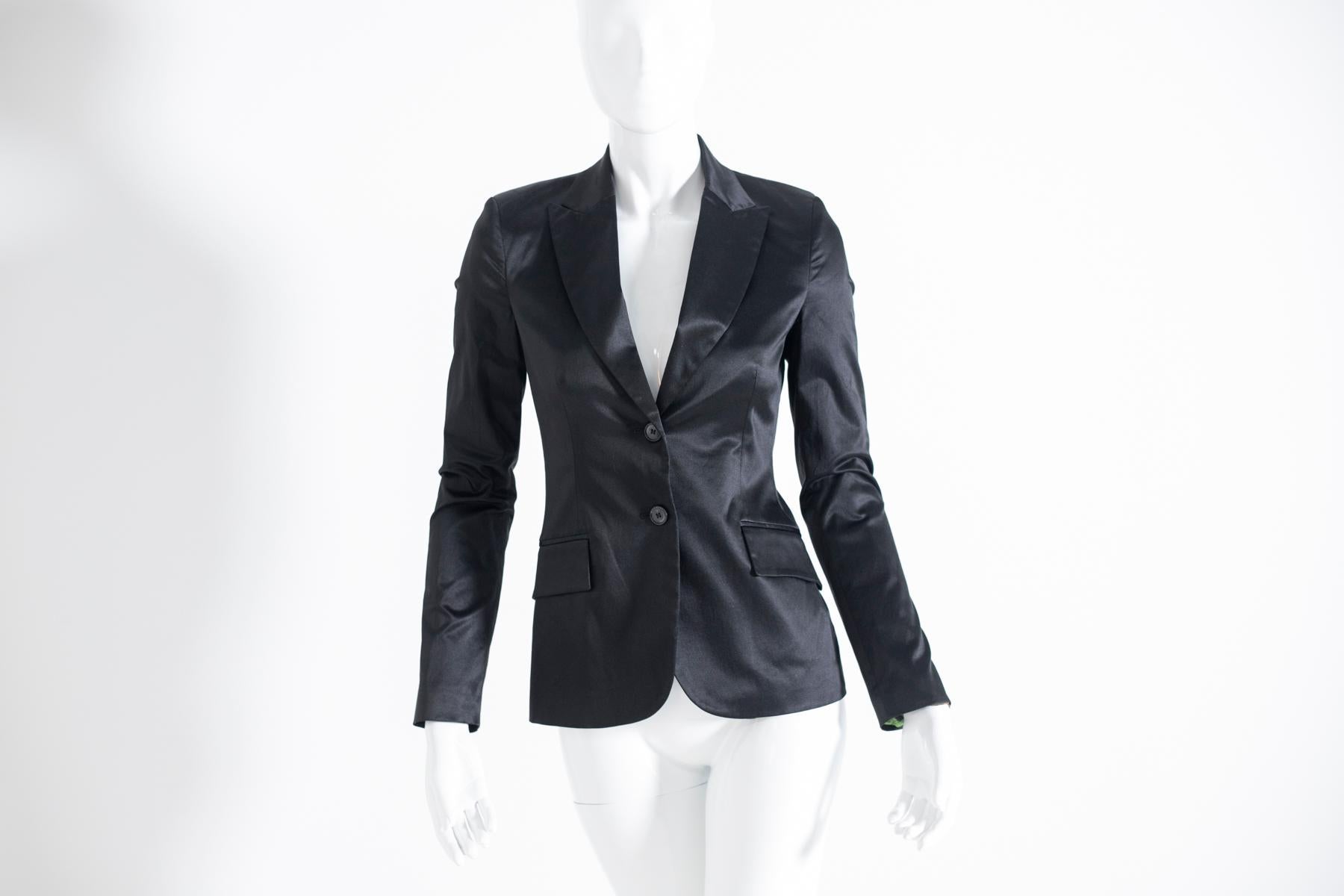 black satin blazer womens