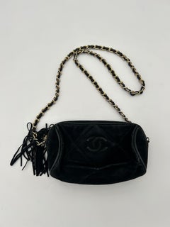 Black Nubuck Chanel Pompom Bag