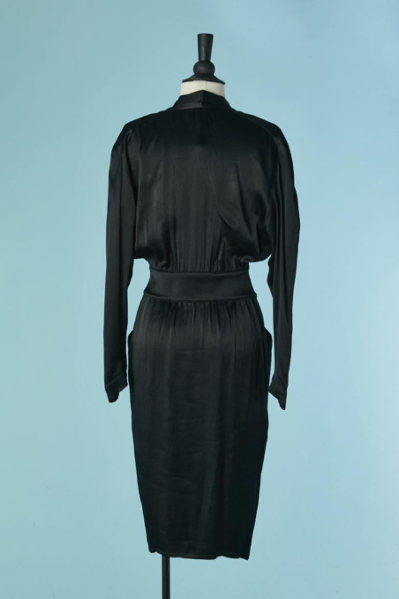 Vestido de cóctel de satén negro THIERRY MUGLER en venta 1