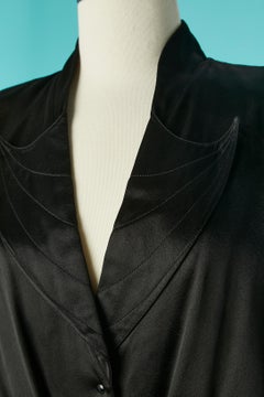 Black satin cocktail dress with snap closure Thierry Mugler Circa 1990's