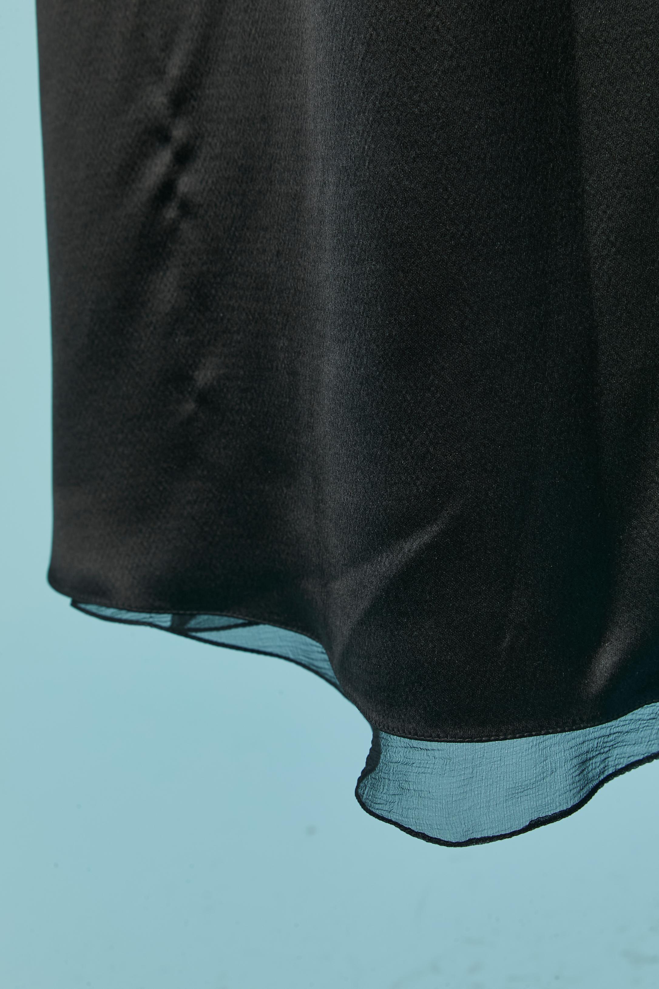 Noir Robe du soir en satin noir CHRISTIAN DIOR en vente