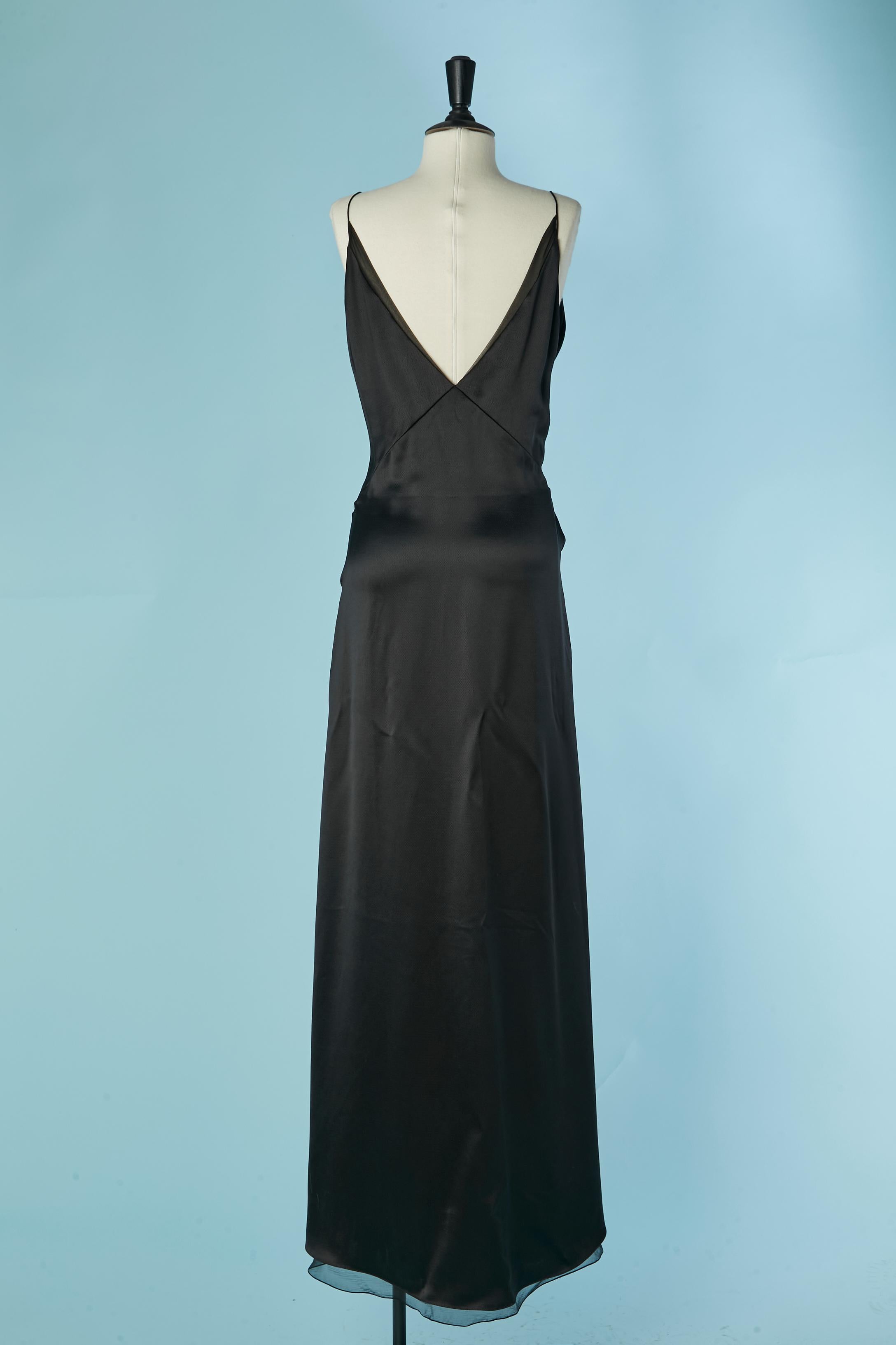 Robe du soir en satin noir CHRISTIAN DIOR Pour femmes en vente