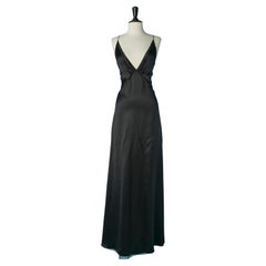 Abito sottoveste da sera in raso nero CHRISTIAN DIOR