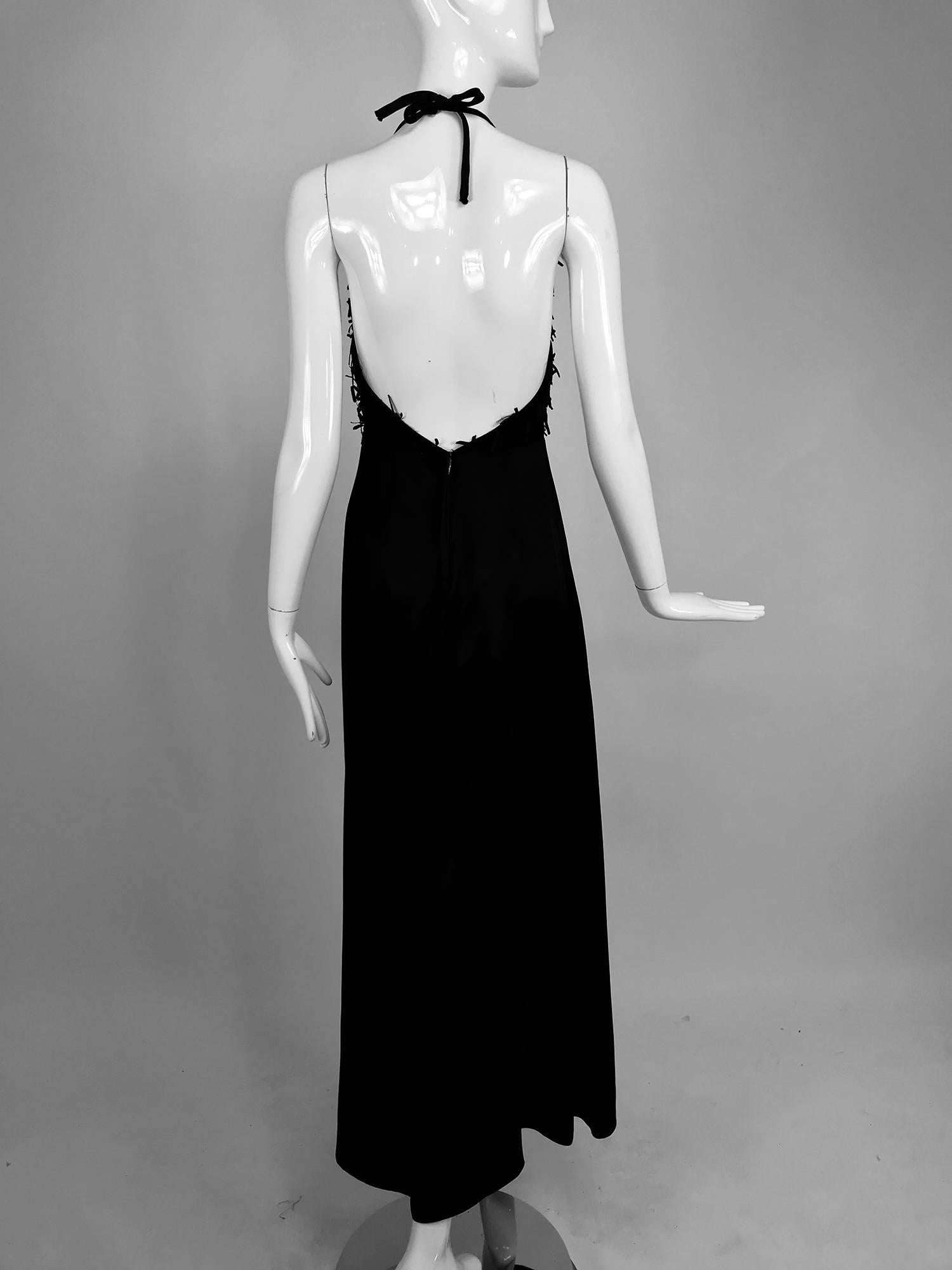 Florence White Black satin halter neck jumpsuit, 1970s 2