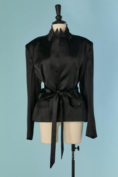 Black satin jacket with belt ALEXANDRE VAUTHIER