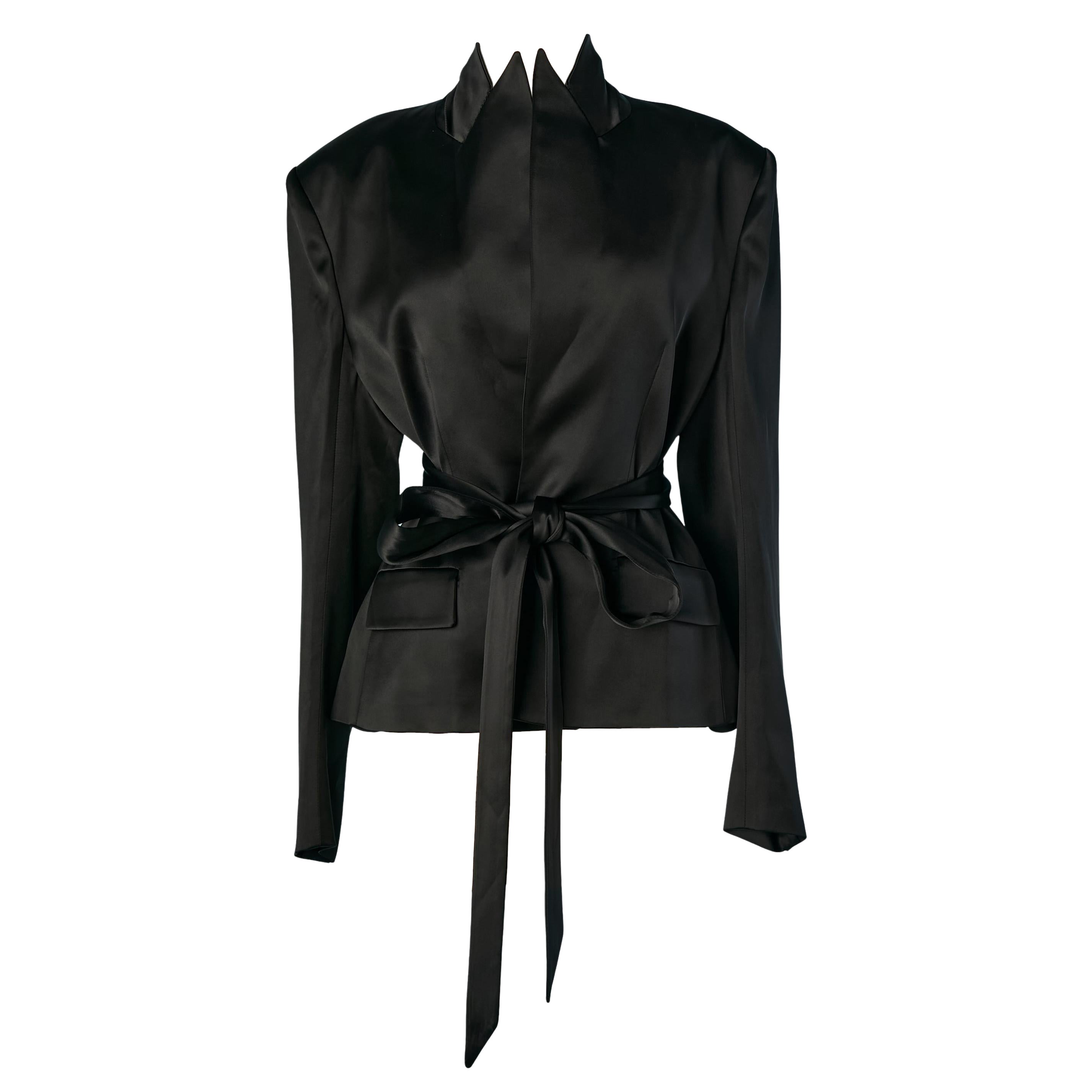 Black satin jacket with belt ALEXANDRE VAUTHIER
