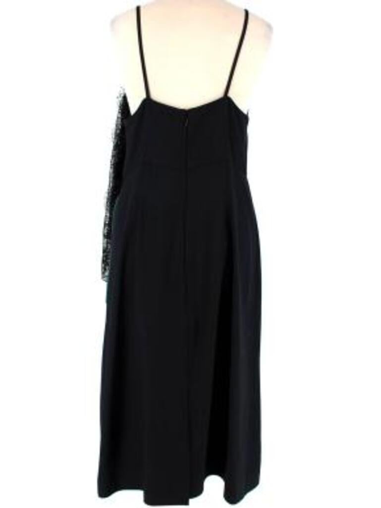 black satin & lace floral applique slip dress In Good Condition For Sale In London, GB