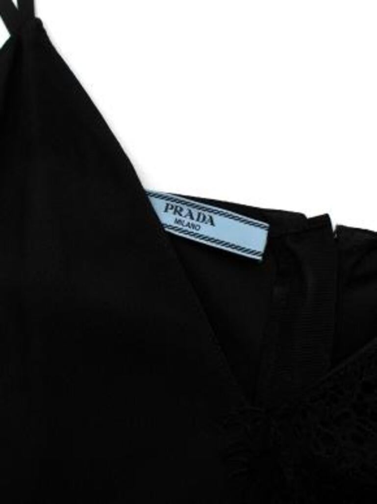black satin & lace floral applique slip dress For Sale 5