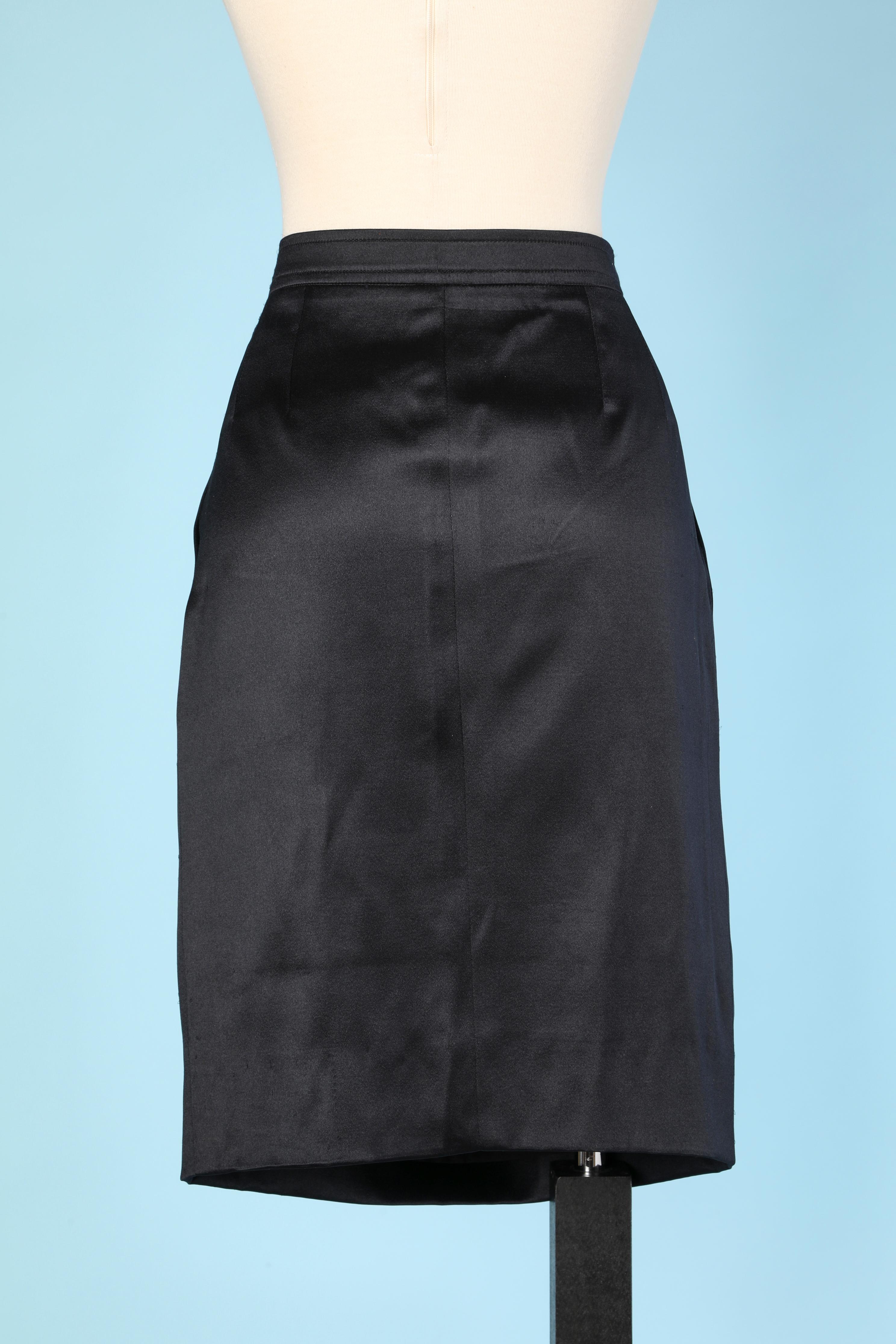 satin black pencil skirt