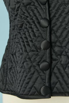 Black satin quilted vest with fur collar Valentino Boutique