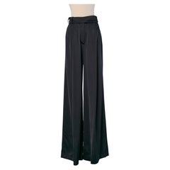 Black satin wide leg trouser ALEXANDRE VAUTHIER