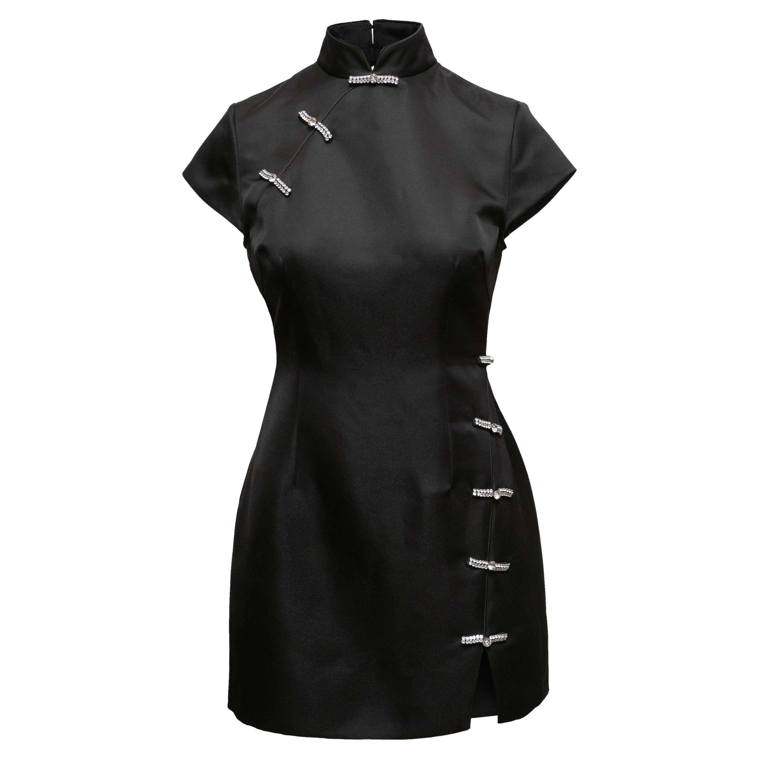 Black Sau Lee Cheongsam-Inspired Mini Dress Size US 4 For Sale