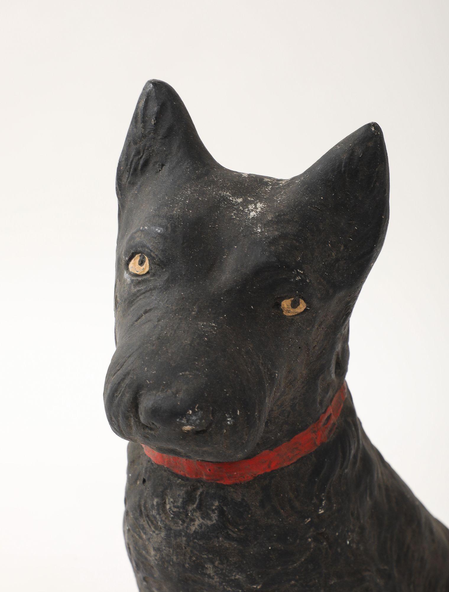 Black Scottie Dog Garden Ornament Reconstituted Stone, English Mid 20th C. For Sale 5
