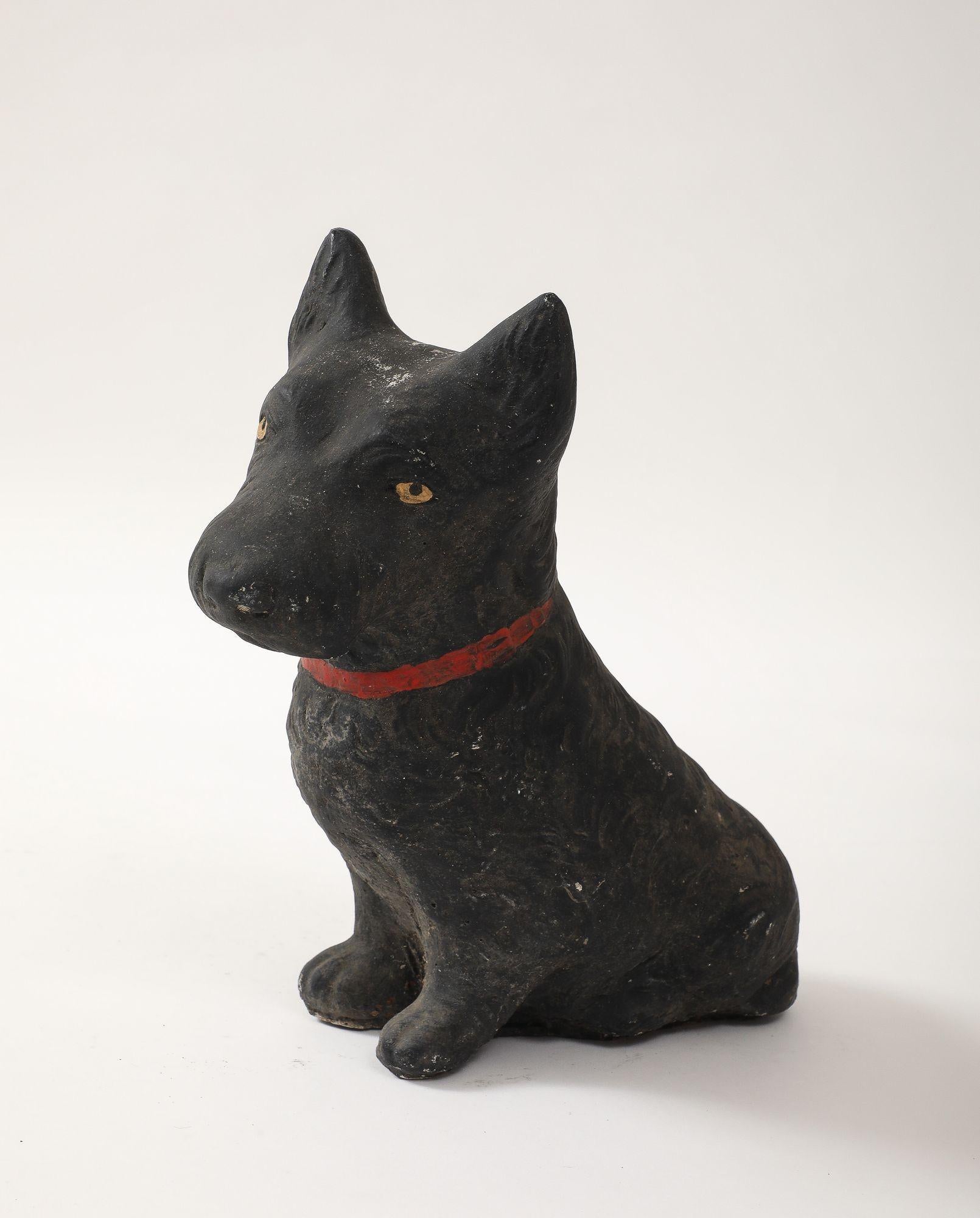 Black Scottie Dog Garden Ornament Reconstituted Stone, English Mid 20th C. For Sale 6