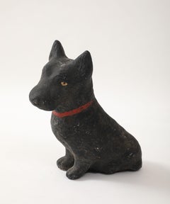 Black Scottie Dog Garden Ornament Reconstituted Stone, English Mid 20th C.
