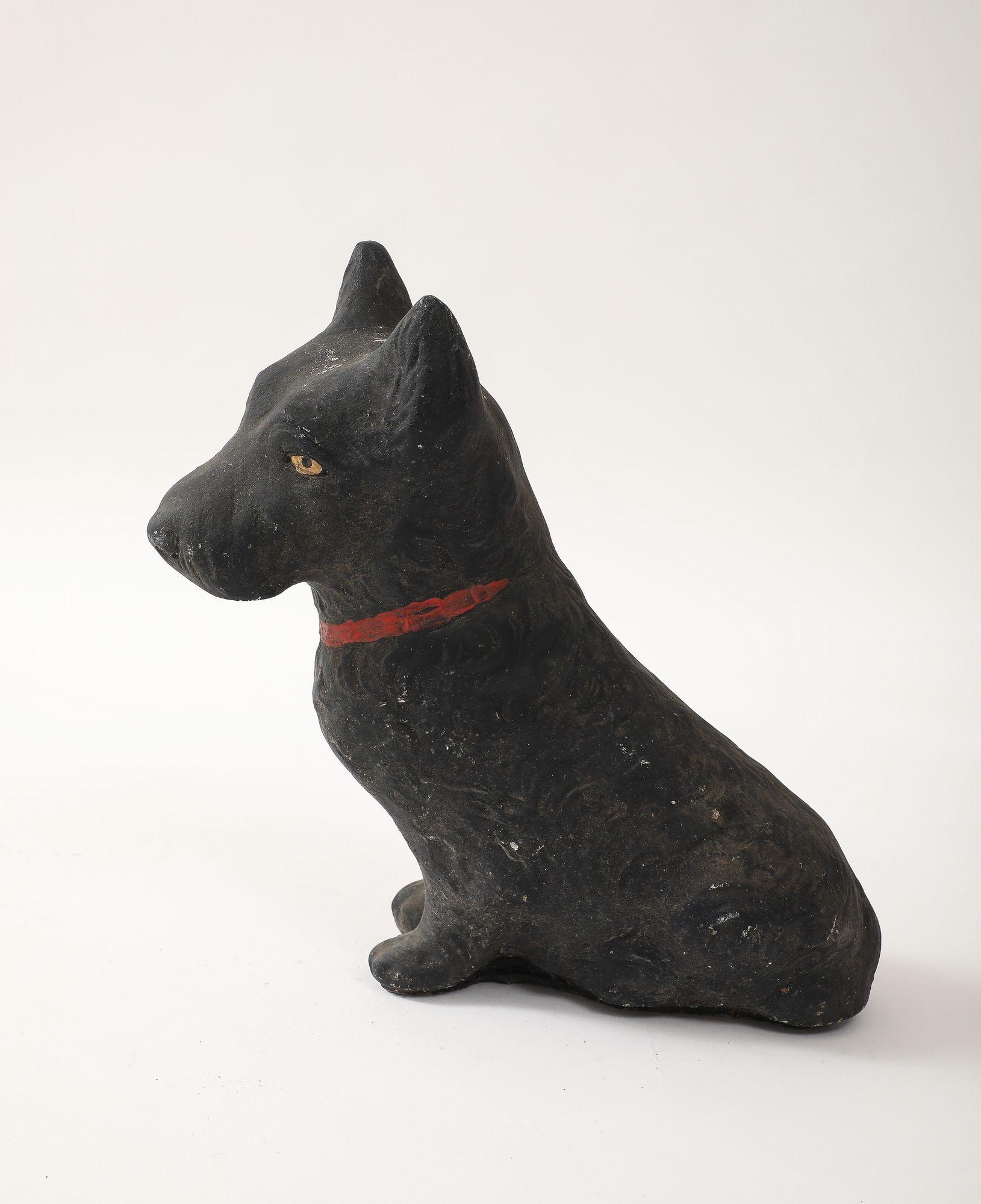 Black Scottie Dog Garden Ornament Reconstituted Stone, English Mid 20th C. In Good Condition For Sale In South Salem, NY