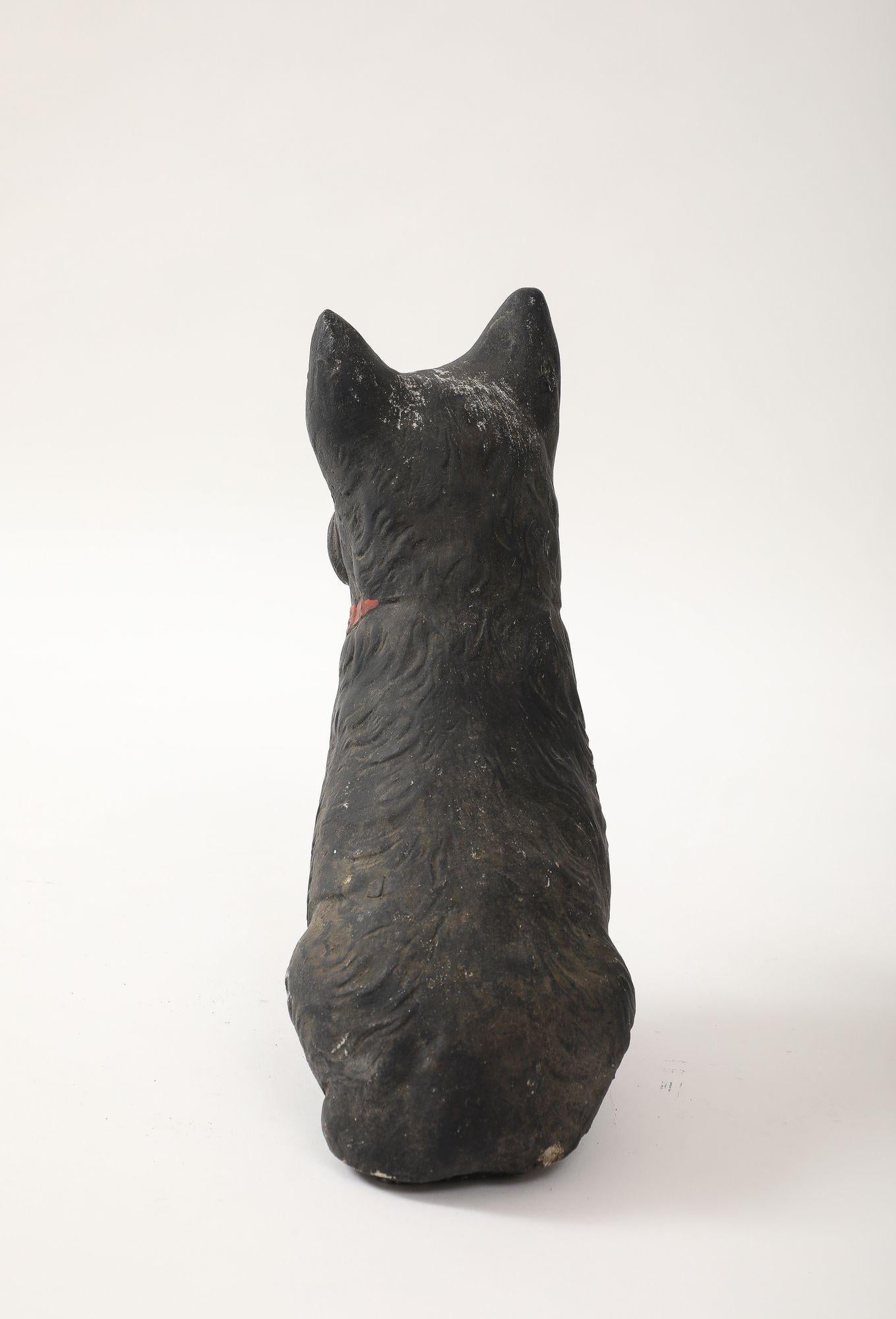 Concrete Black Scottie Dog Garden Ornament Reconstituted Stone, English Mid 20th C. For Sale