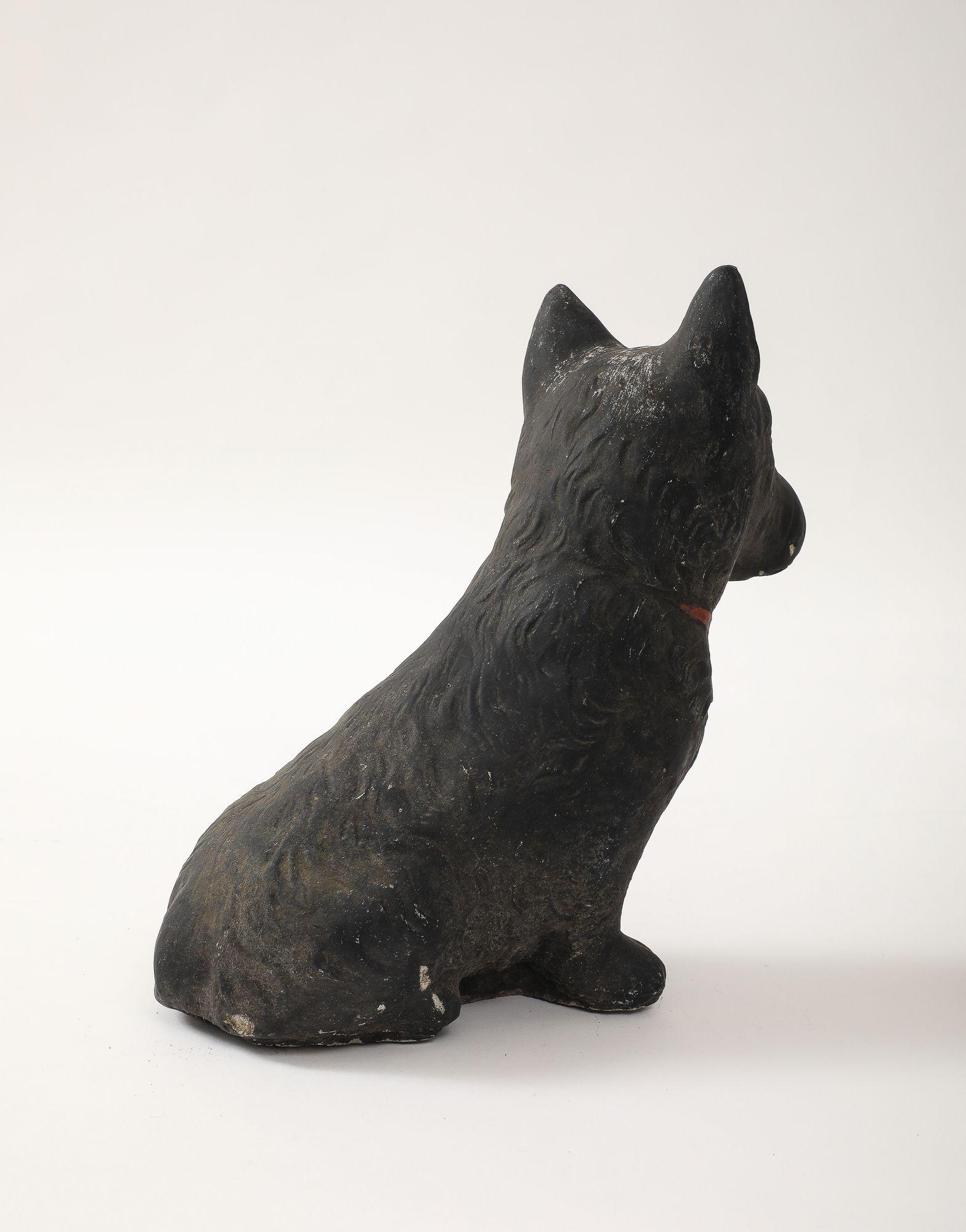 Black Scottie Dog Garden Ornament Reconstituted Stone, English Mid 20th C. For Sale 1