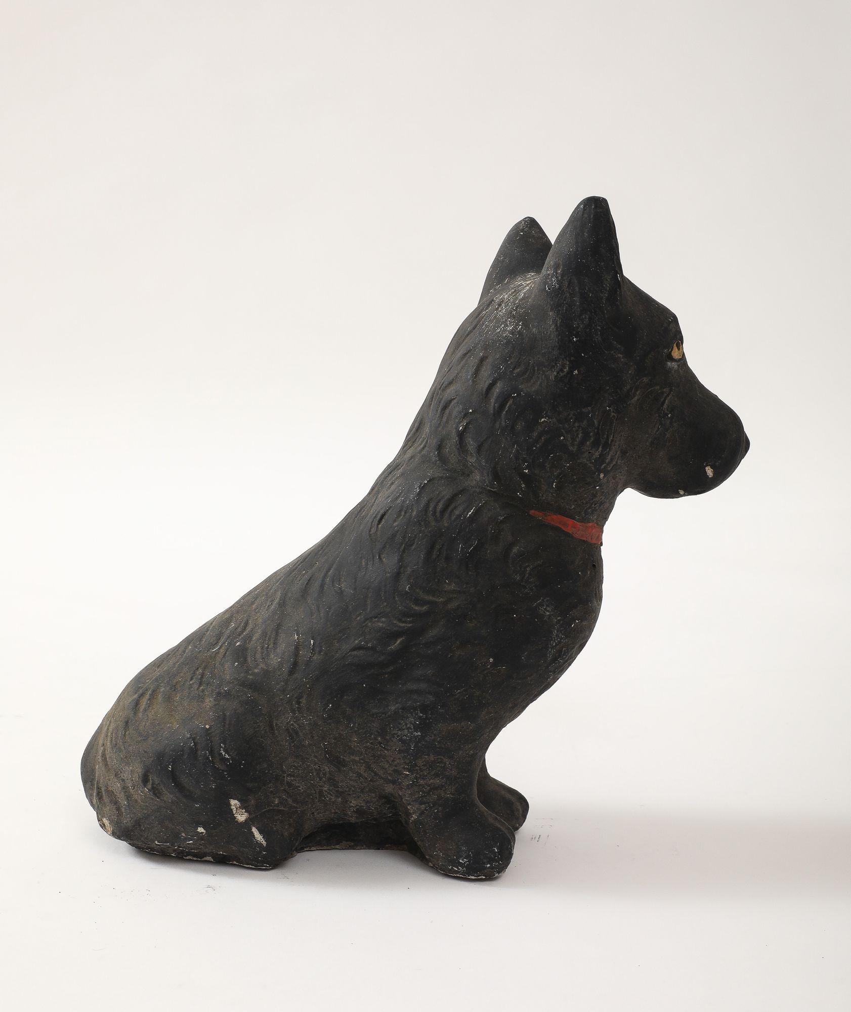 Black Scottie Dog Garden Ornament Reconstituted Stone, English Mid 20th C. For Sale 2