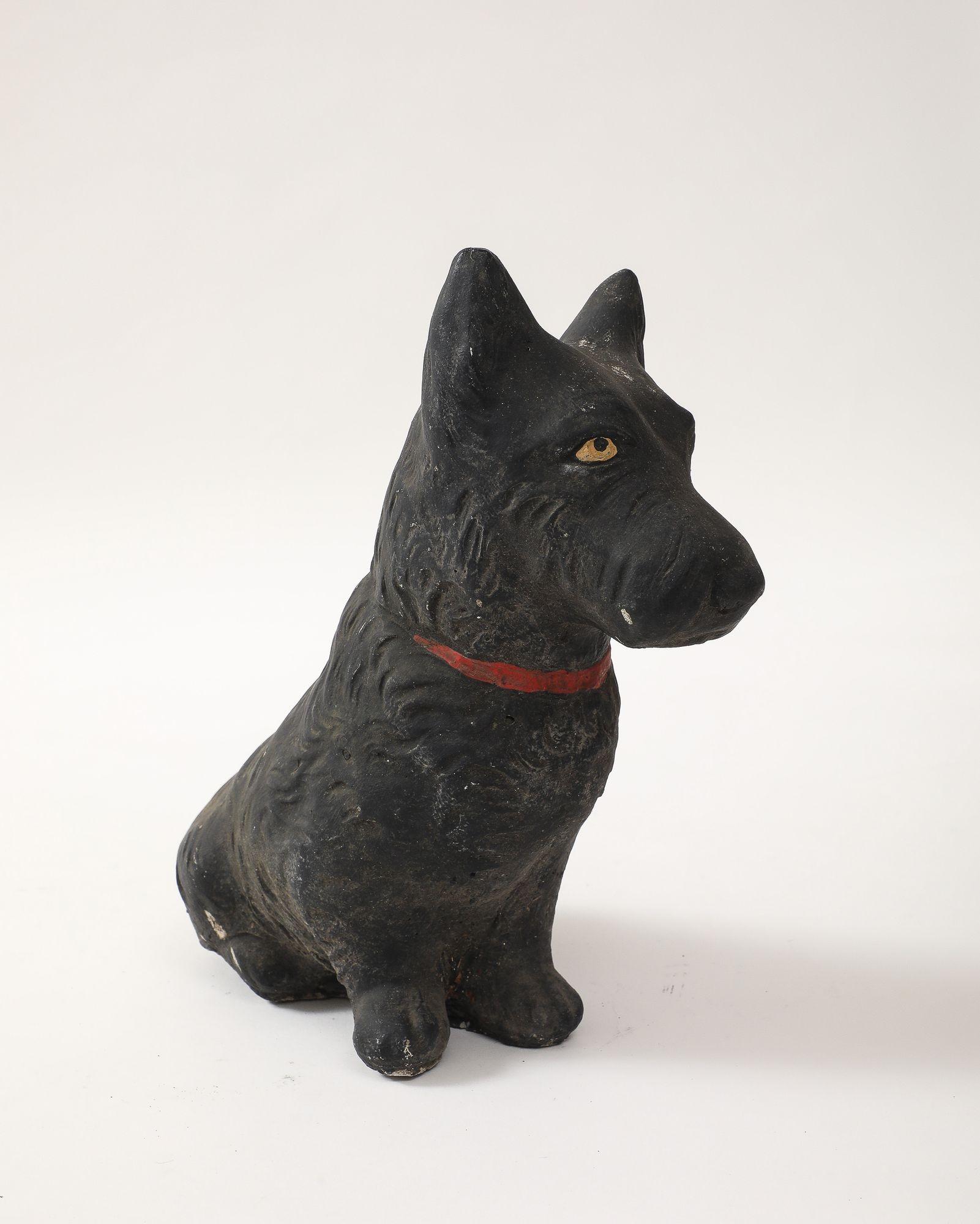 Black Scottie Dog Garden Ornament Reconstituted Stone, English Mid 20th C. For Sale 3