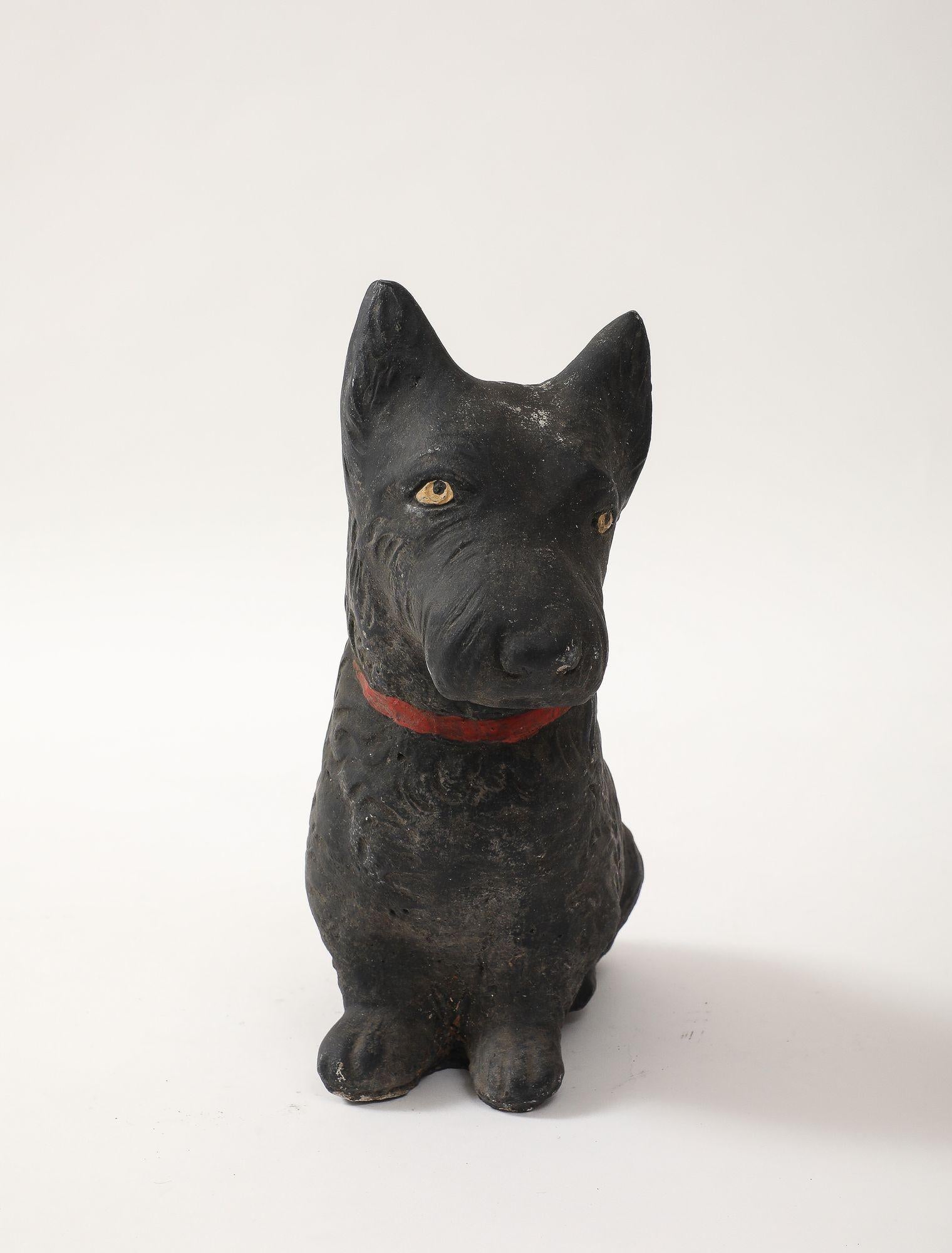 Black Scottie Dog Garden Ornament Reconstituted Stone, English Mid 20th C. For Sale 4