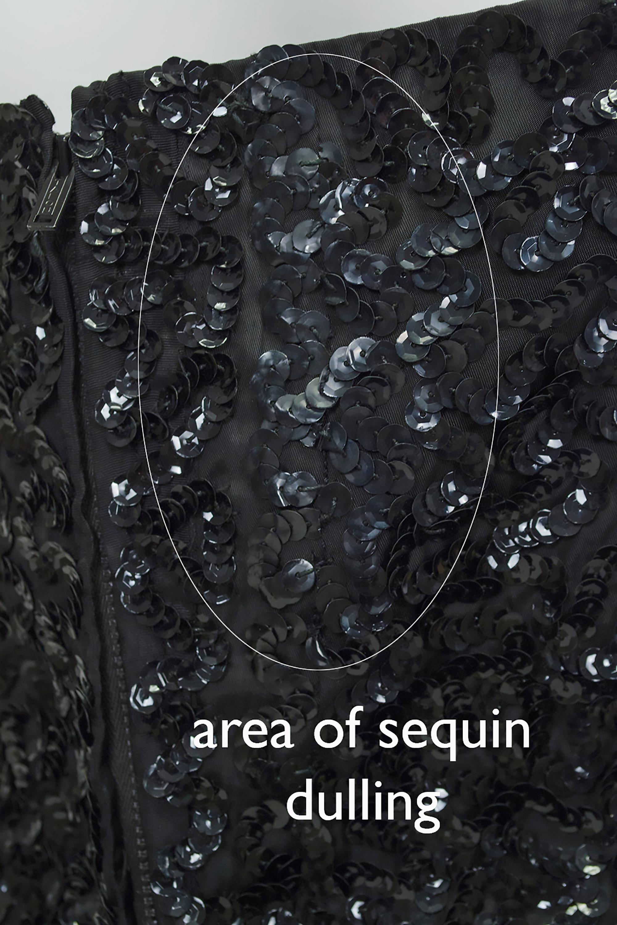 Nero *Dimensioni più grandi* Pavé Sequin Starry Night Abito a cerchio senza maniche - M, anni '50 in vendita 6