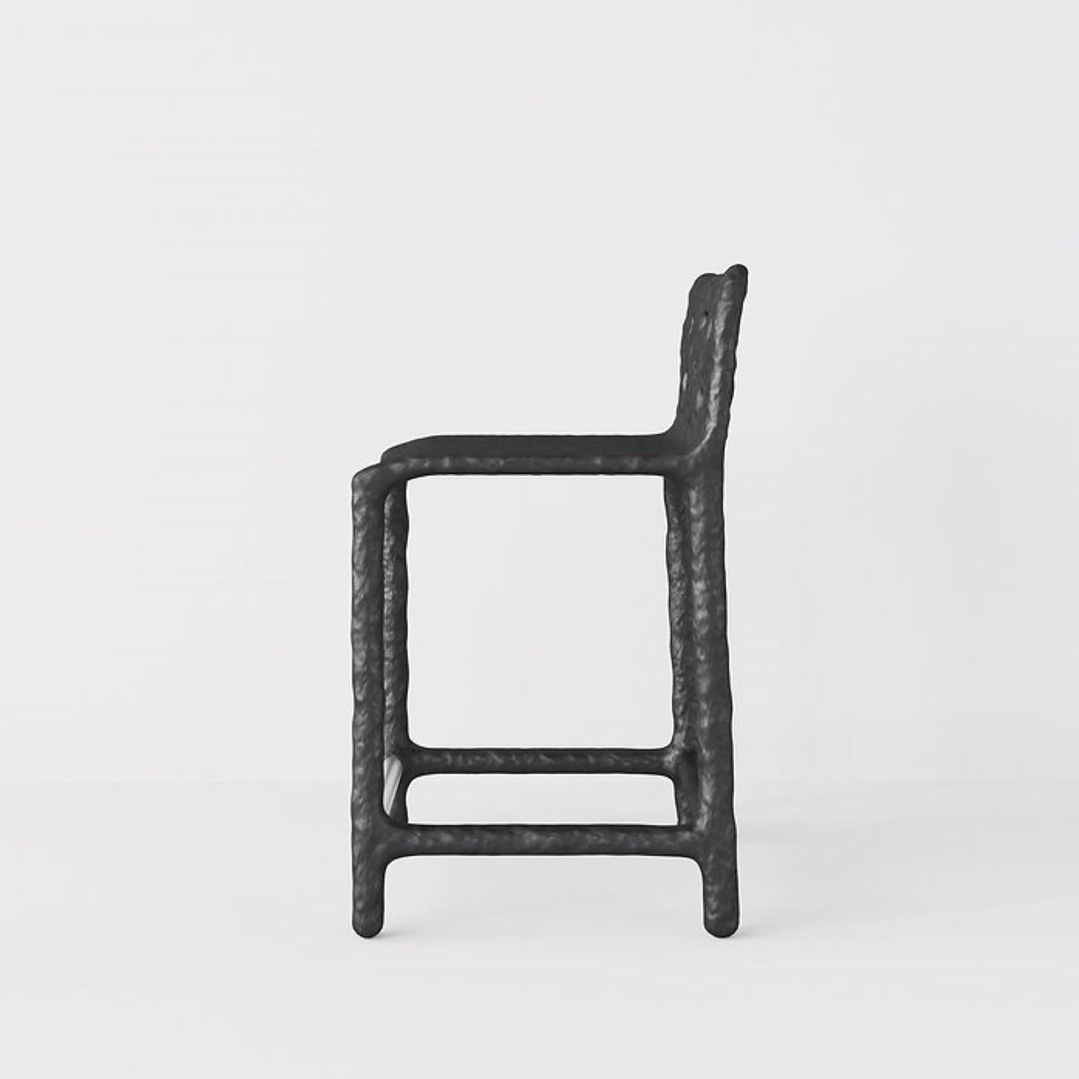 Ukrainian Black Sculpted Contemporary Half-Bar Stool by Faina