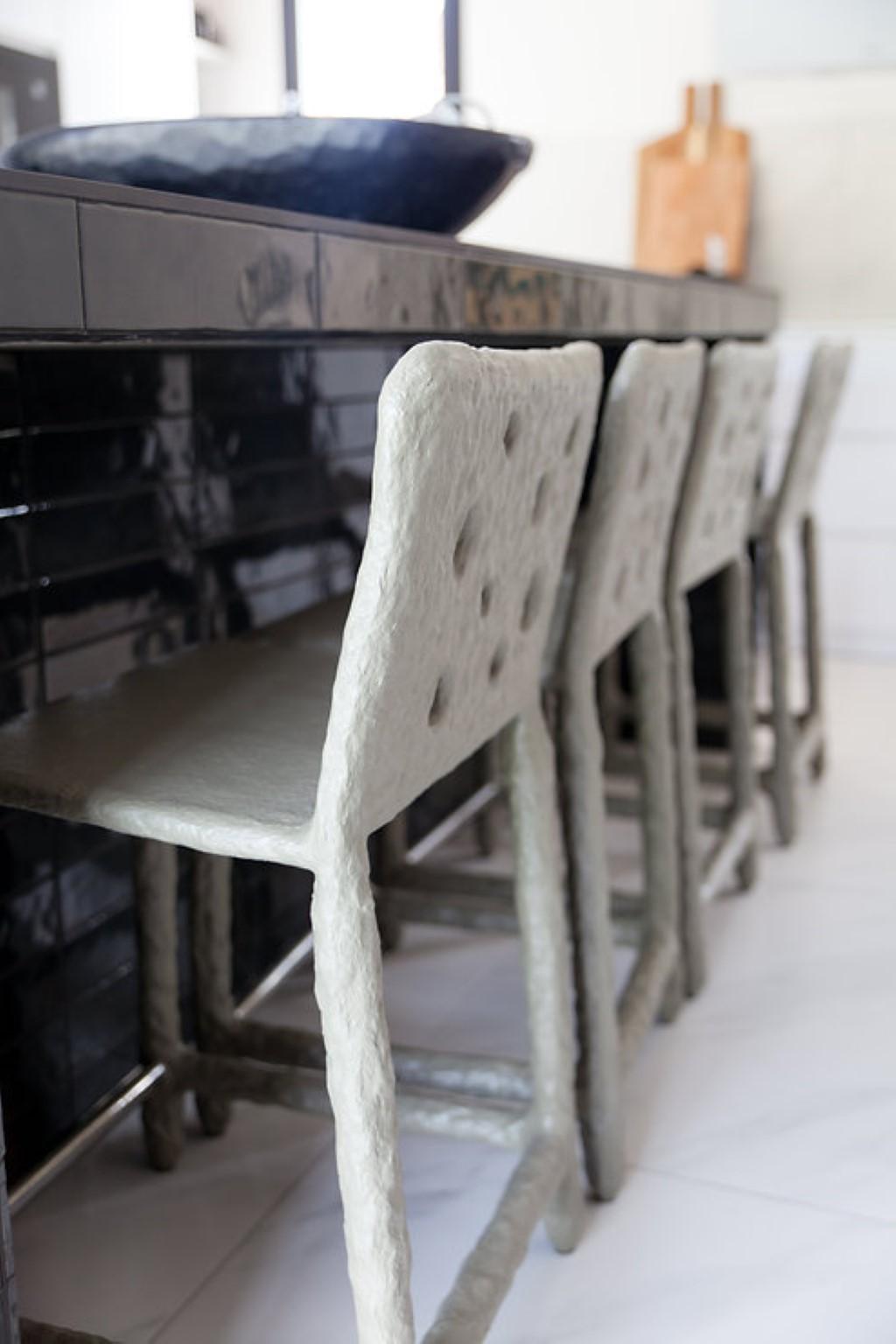 Black Sculpted Contemporary Half-Bar Stool by Faina In New Condition For Sale In Geneve, CH