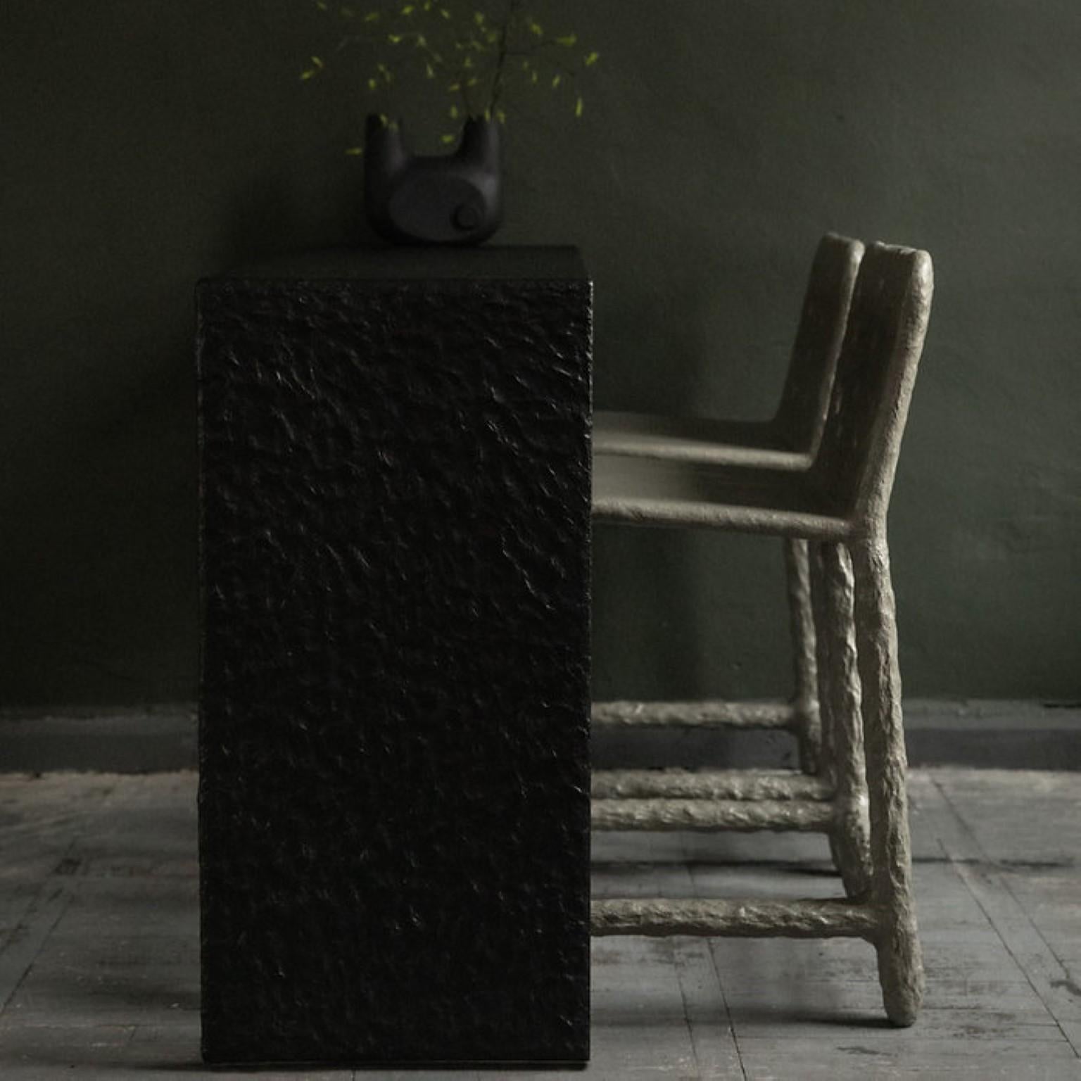 Black Sculpted Contemporary Half-Bar Stool by Faina 1