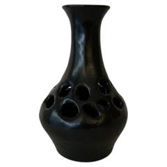 Black Sculptural Ceramic Vase, Handmade Organic Stoneware Vessel, Organic Vase