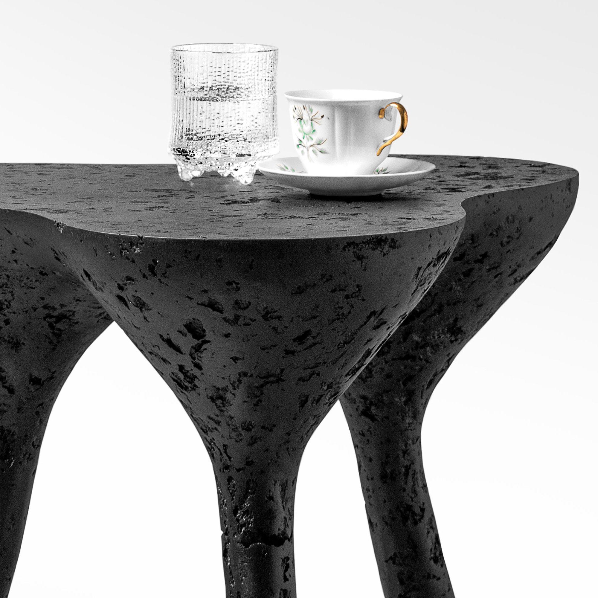 Organic Modern Black Matte Tripod Coffee Table, Accent Table by Donatas Žukauskas For Sale