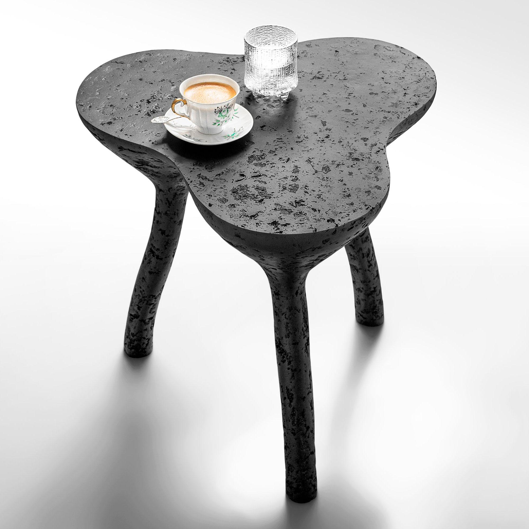 Contemporary Black Matte Tripod Coffee Table, Accent Table by Donatas Žukauskas For Sale
