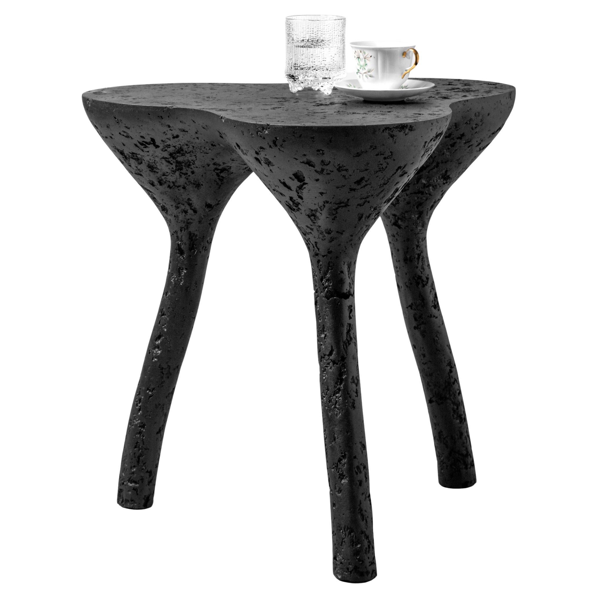 Black Matte Tripod Coffee Table, Accent Table by Donatas Žukauskas For Sale