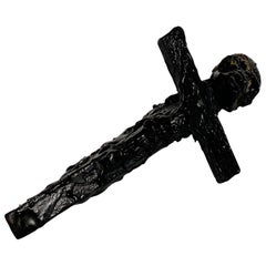 Black Sculptural Cross and Gun in TAR, 21st Century by Mattia Biagi