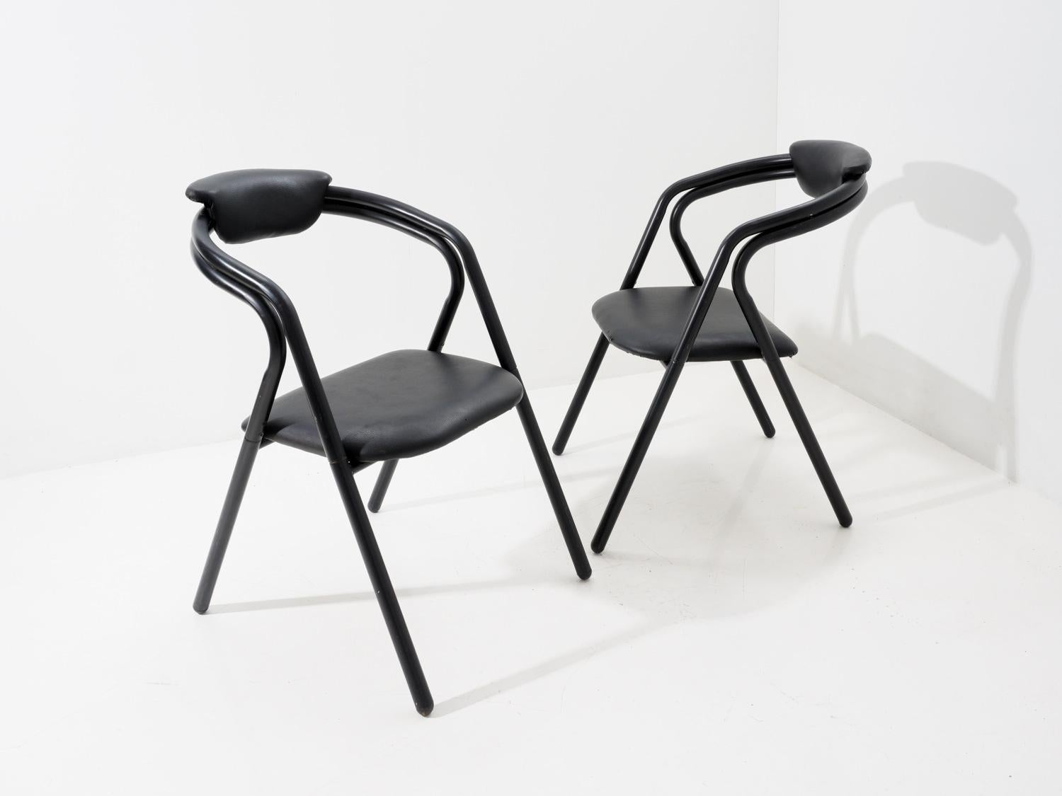 Post-Modern Black Sculptural Dining Chair, 1990s For Sale