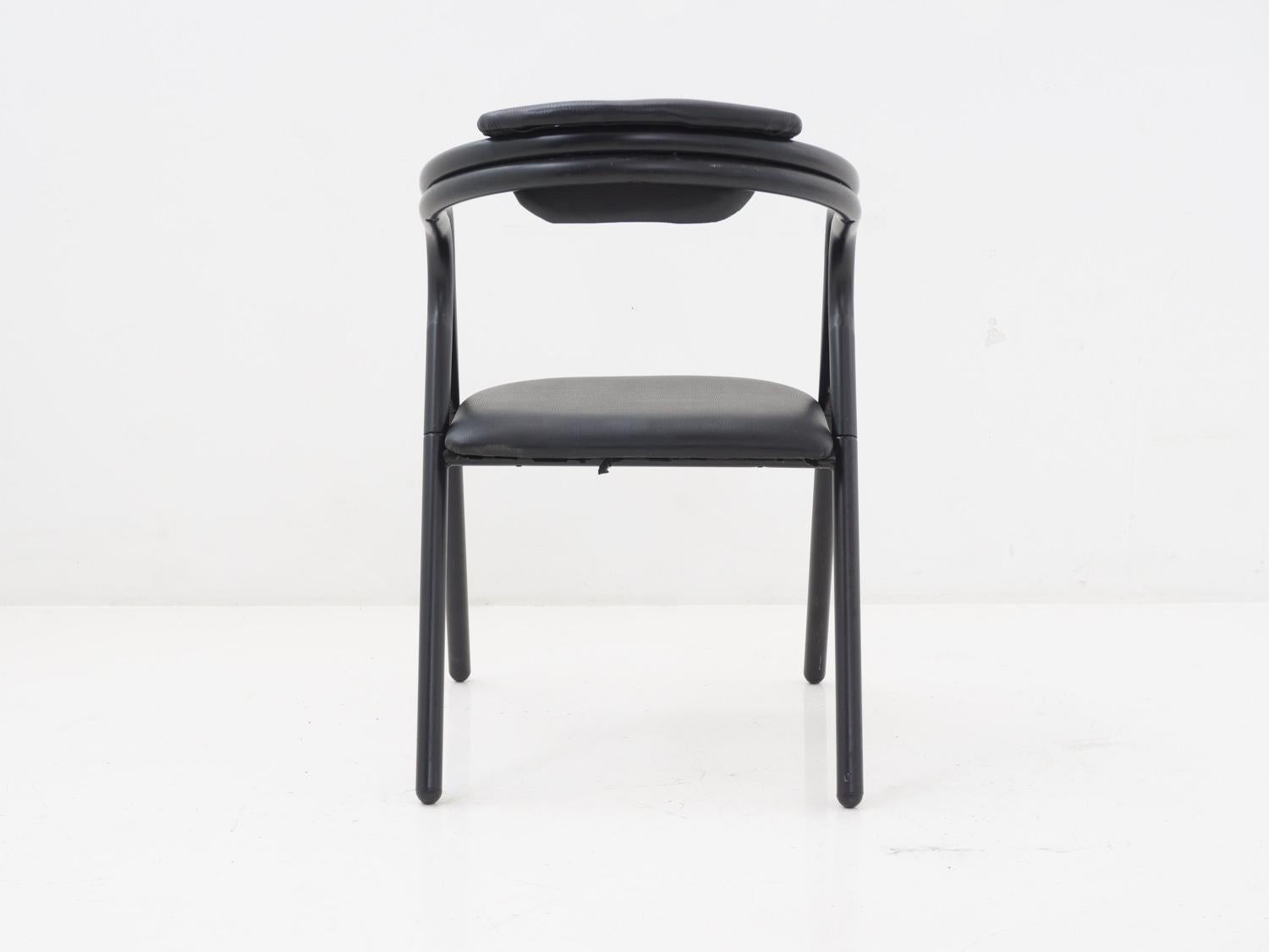 Metal Black Sculptural Dining Chair, 1990s For Sale