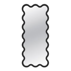 Black Sculptural Wavy Large Mirror, Custom Color Hvyli 16 by oitoproducts