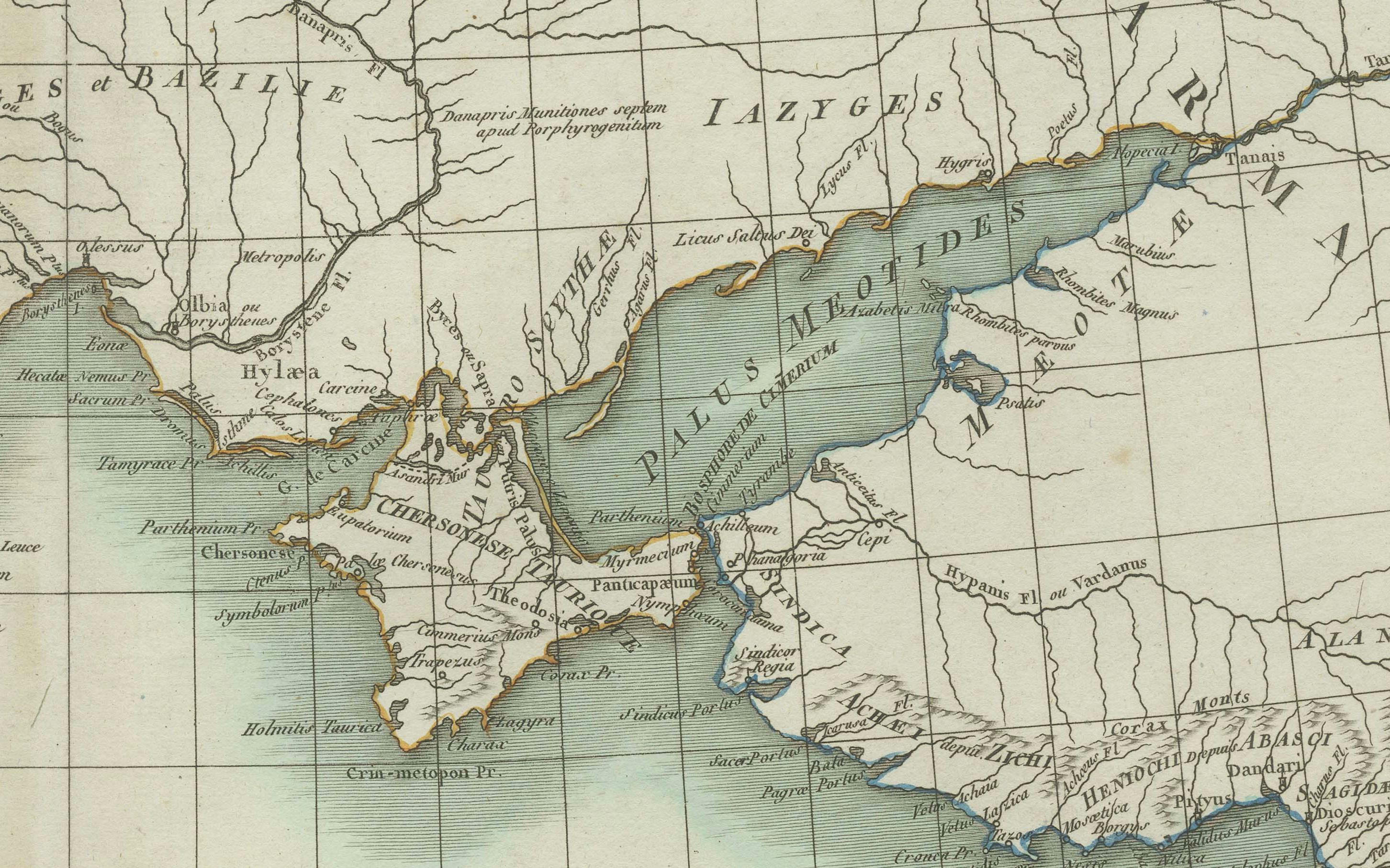 Black Sea & Eastern Mediterranean Map: Eastern Roman Empire, Tardieu Atlas, 1802 In Good Condition For Sale In Langweer, NL