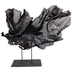 Black Sea Fan on Metal Stand