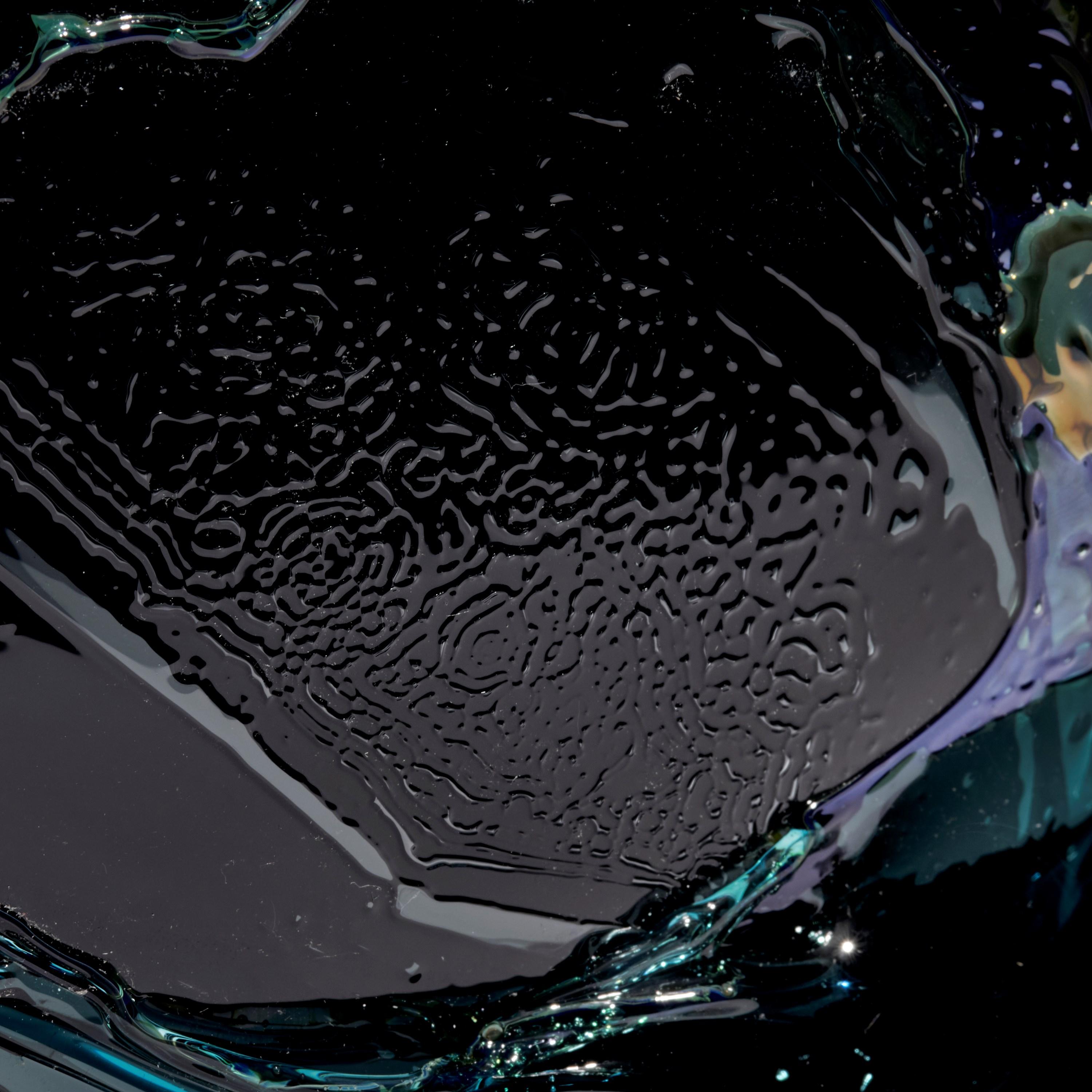 Black Sea II, Unique Black, Green & Aqua Sculptural Glass Vessel by Bethany Wood 1