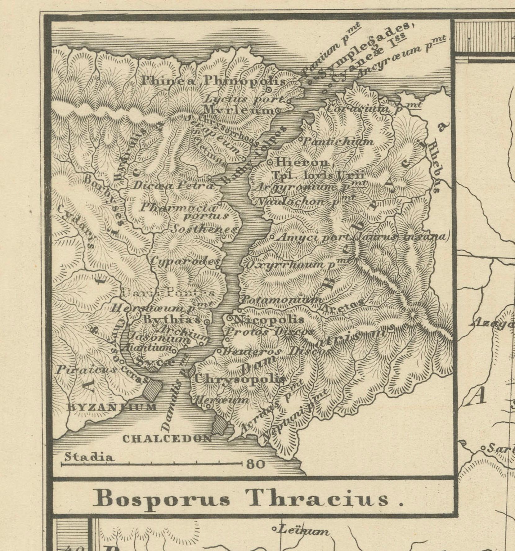 Paper Black Sea in Antiquity: Pontus Euxinus Map, Published in 1880 For Sale