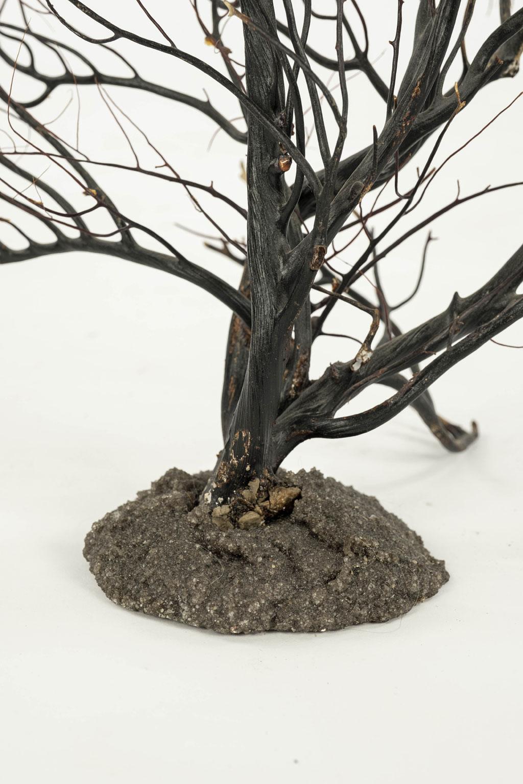 Black sea whip coral as sculpture mounted on resin stand. Note: International shipping is not available on this item.
   