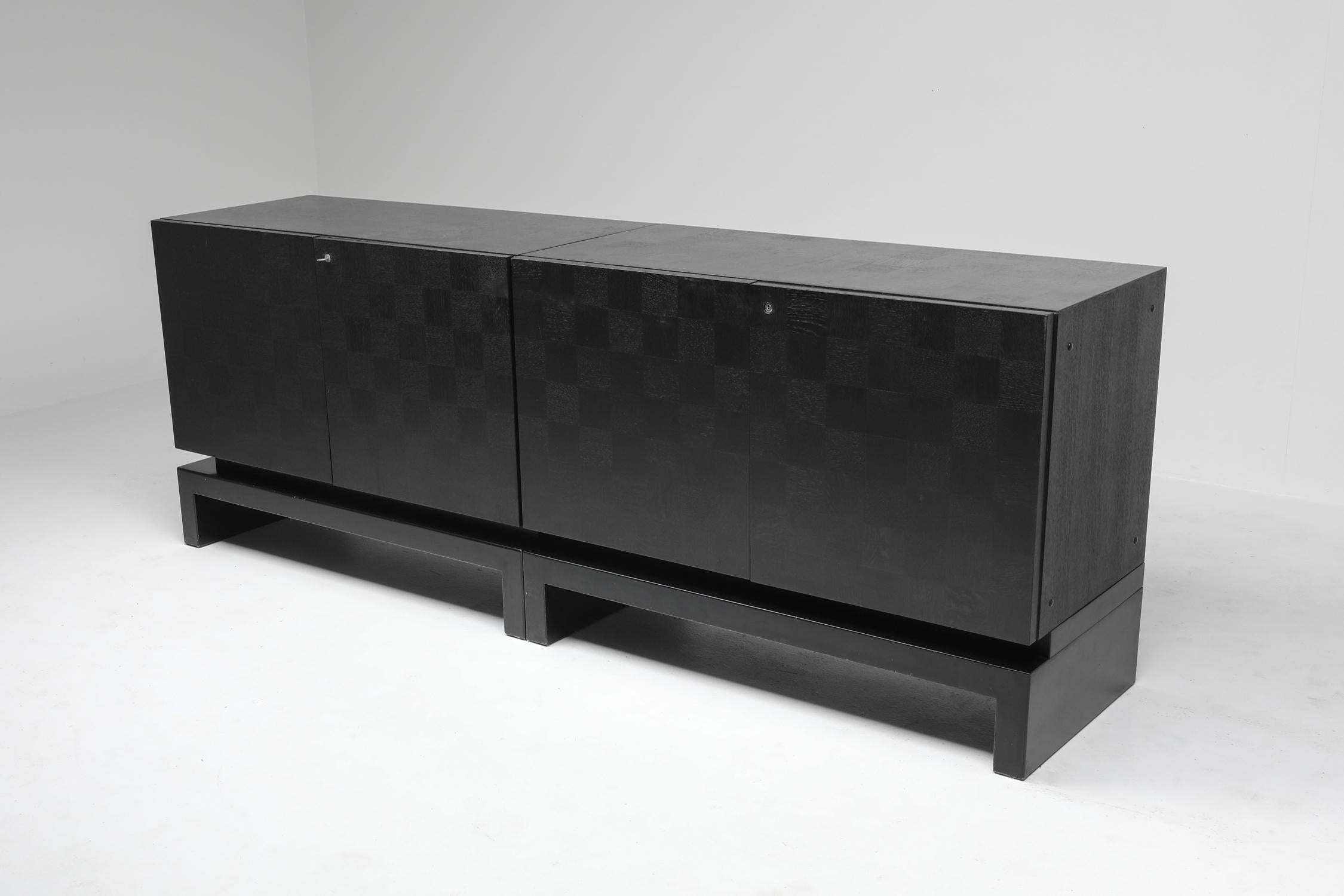 20th Century Black Sectional Credenza by De Coene, Belgium, 1970s